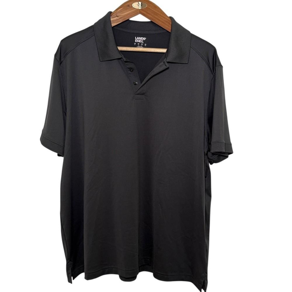 Lands' End Outfitters Mens Gray XL Short Sleeve‎ Polo Shirt Athletic Adult
